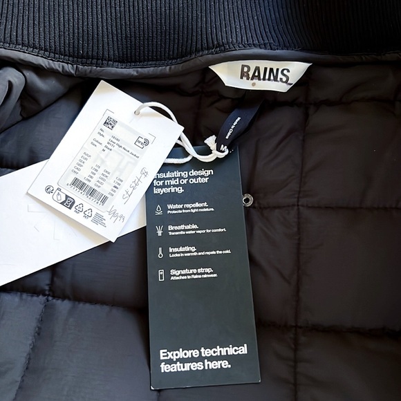 RAINS Liner High Neck Jacket Black NWT - Picture 15 of 16